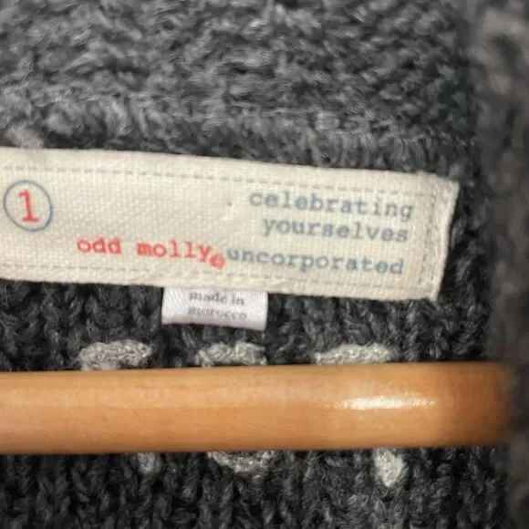 Odd Molly Long Cardigan Sweater S (1)  Gray Wool Alpaca Blend 767 Tie Waist - Picture 12 of 15